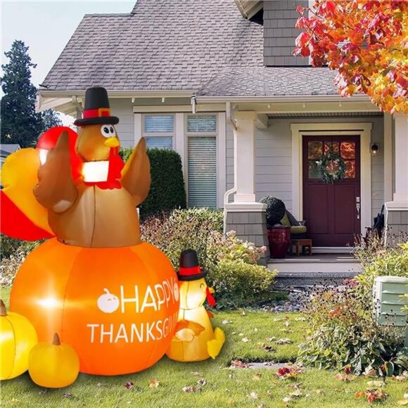 Thanksgiving Inflatables Turkey Outdoor Decorations - Blow Up Turkey Inflatable - Picture 7 of 8